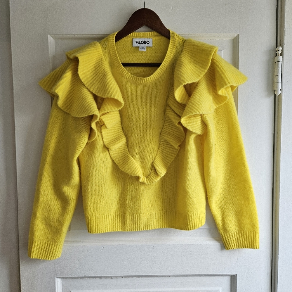 Filoror 2ply 100% cashmere sweater with ruffles